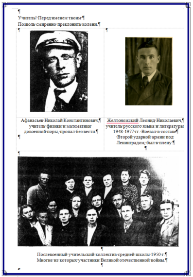 Учителя-фронтовики Сагутьевской школы.